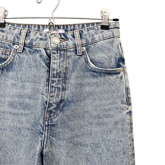 ZARA Patchwork Retro Wide Leg Denim Sz 2 - Picture 4 of 4